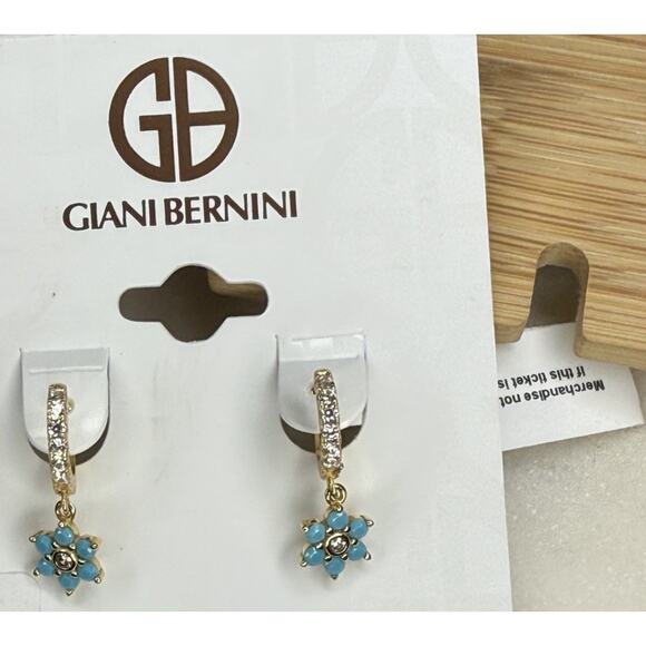 Gold Vermeil Flower Drop Earrings CZ Style Chic Elegant Floral Fashion Mini NWT - Picture 8 of 8